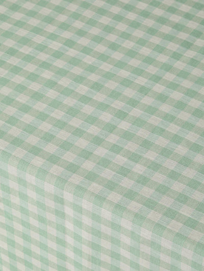 Sage Green Gingham Linen Blend Tablecloth