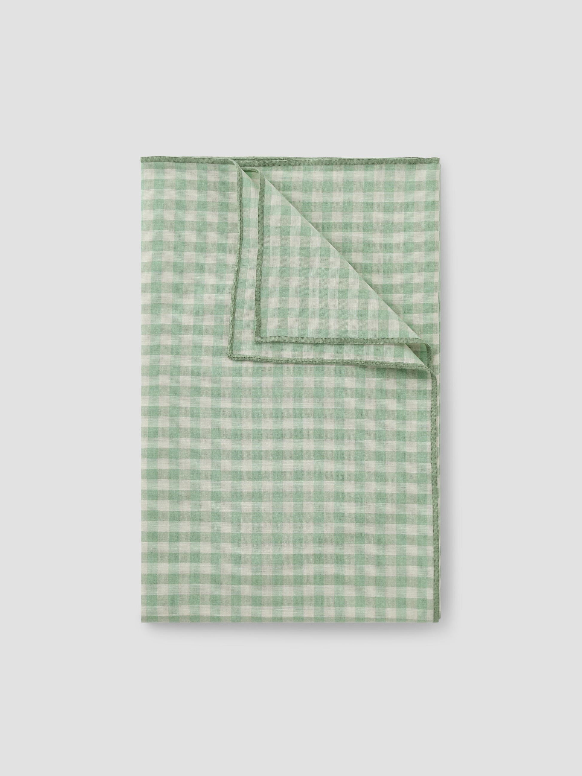 Sage Green Gingham Linen Blend Table Runner