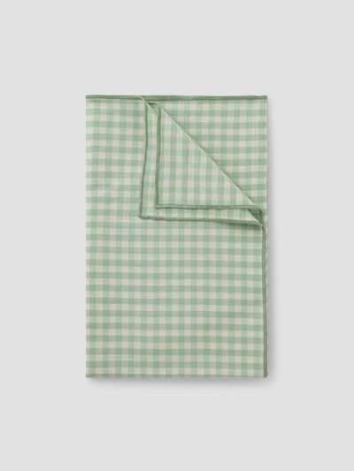 Sage Green Gingham Linen Blend Table Runner