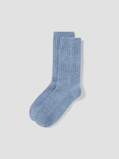 Dusk Blue Merino Wool Ribbed Socks