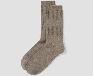 Mushroom Merino Wool Ribbed Socks