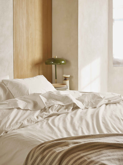 Mindful Cream Washed Cotton Percale Duvet Cover - alternate image