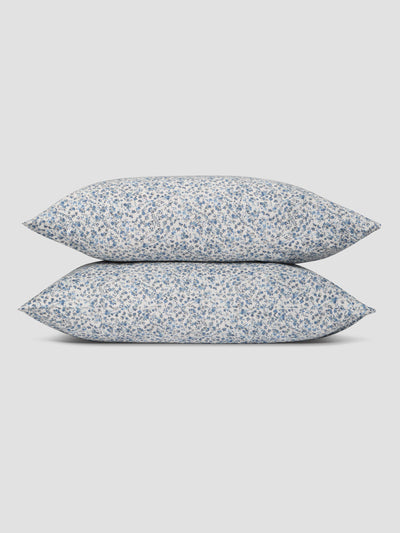 Blue Mini Meadow Cotton Pillowcases (Pair)