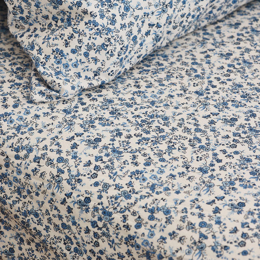 Blue Mini Meadow Cotton Fitted Sheet