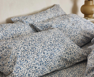 Blue Mini Meadow Cotton Pillowcases (Pair)