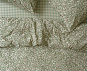 Leafy Arbour Oak Washed Cotton Percale Duvet Cover