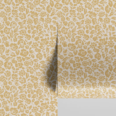 Butterscotch Meadow Floral Wallpaper