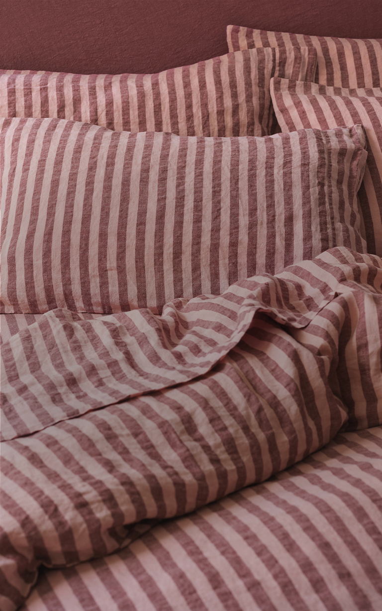 Rhubarb Rose Striped Bedding