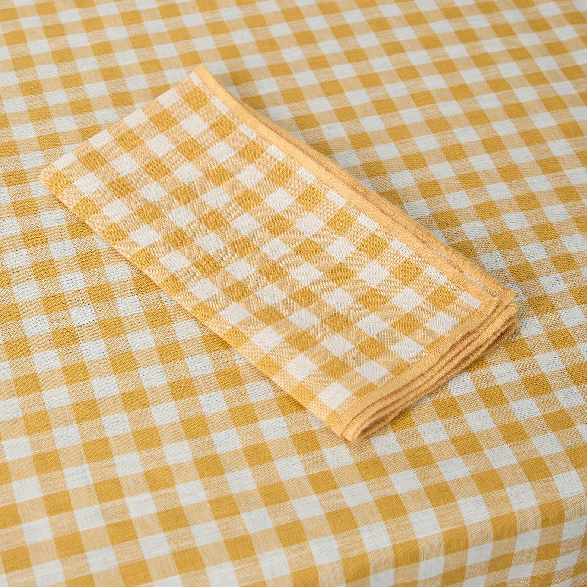 Honey Gingham 100% Linen Napkin Set of 4