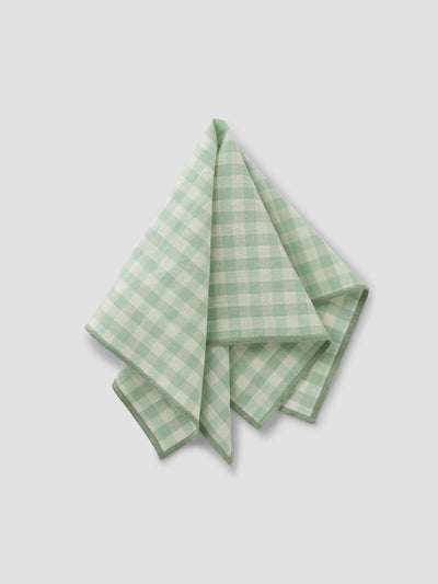Sage Green Gingham Linen Blend Napkins Set of 4