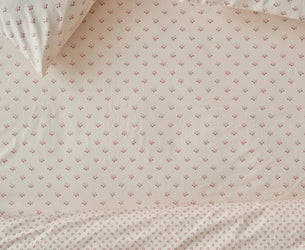 Dusty Pink Martha Floral Cotton Fitted Sheet - Piglet in Bed US