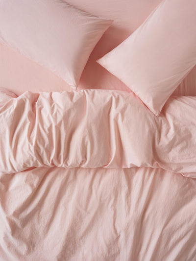 Poetic Pink Washed Cotton Percale Duvet Cover - Piglet in Bed US