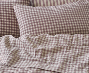 Elderberry Gingham Linen Blend Pillowcase (Pair)