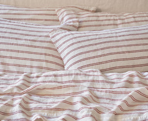 Rhubarb Kemptown Stripe Linen Blend Pillowcase (Pair)