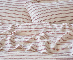 Rhubarb Kemptown Stripe Linen Blend Pillowcase (Pair)