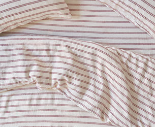 Rhubarb Kemptown Stripe Linen Blend Duvet Cover