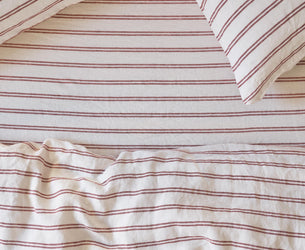 Rhubarb Kemptown Stripe Linen Blend Fitted Sheet