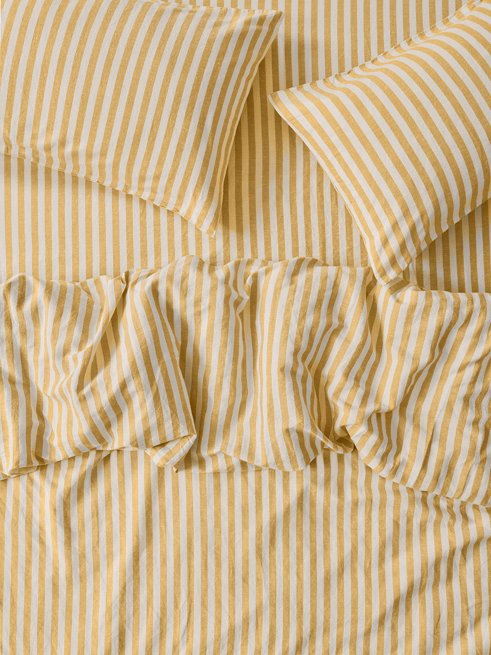 Honey Pembroke Stripe Linen Blend Duvet Cover King
