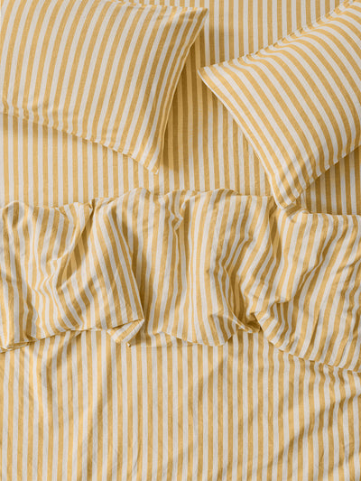 Honey Pembroke Stripe Linen Blend Duvet Cover