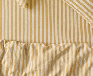 Honey Pembroke Stripe Linen Blend Fitted Sheet