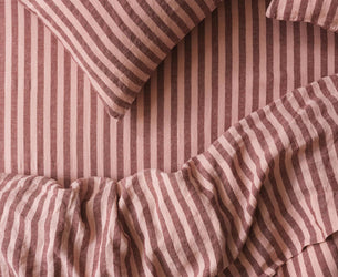 Rhubarb & Rose Pembroke Stripe Linen Blend Fitted Sheet