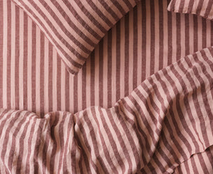 Rhubarb & Rose Pembroke Stripe Linen Blend Fitted Sheet