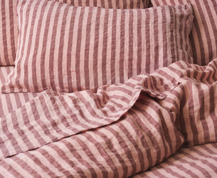 Rhubarb & Rose Pembroke Stripe Linen Blend Pillowcases (Pair)