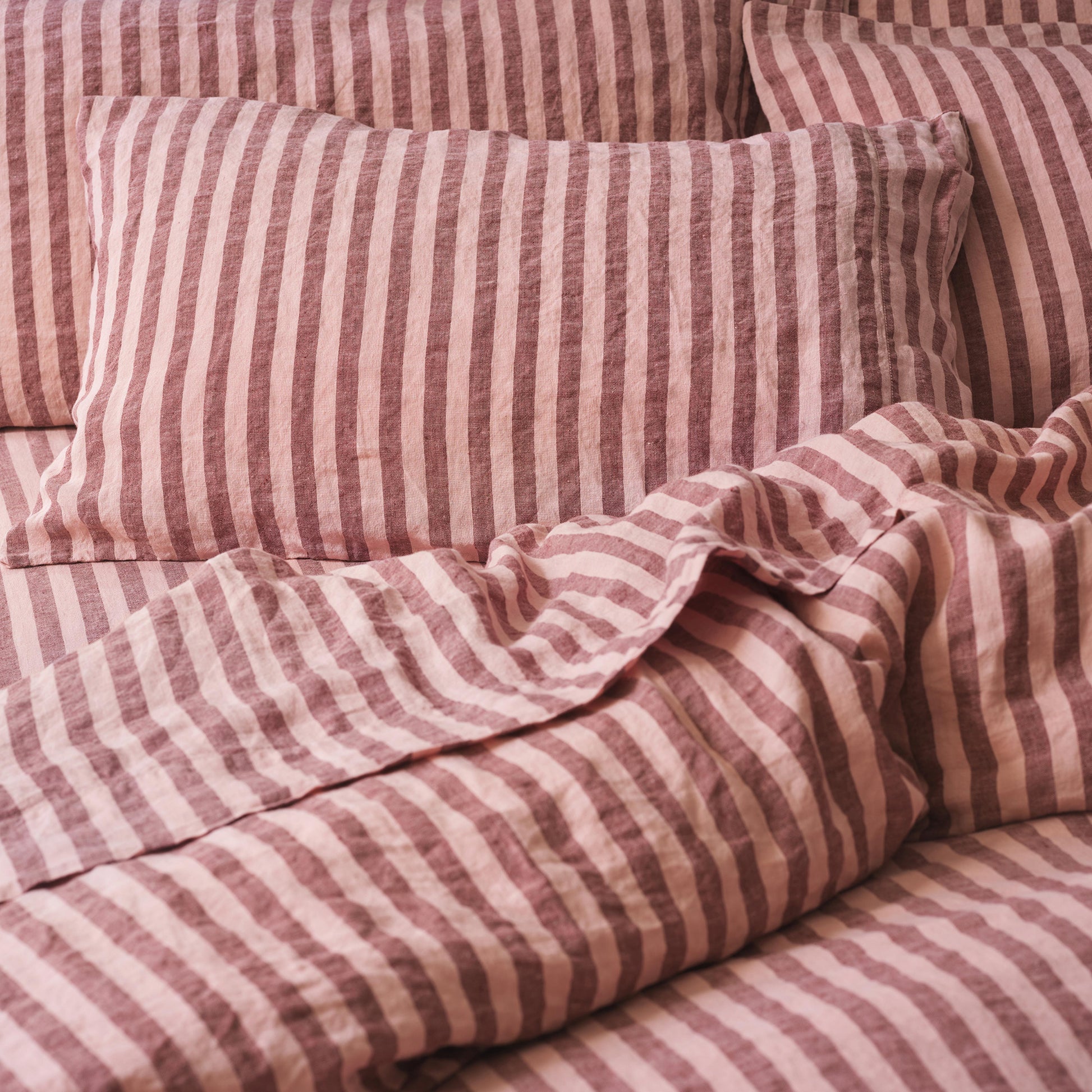 Rhubarb & Rose Pembroke Stripe Linen Blend Pillowcases (Pair)