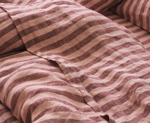 Rhubarb & Rose Pembroke Stripe Linen Blend Flat Sheet