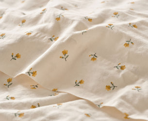 Honey Posy Bud Linen Blend Flat Sheet - Piglet in Bed US