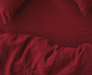 Rhubarb Linen Blend Fitted Sheet