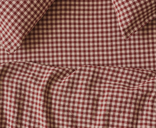 Rhubarb Gingham Linen Blend Fitted Sheet
