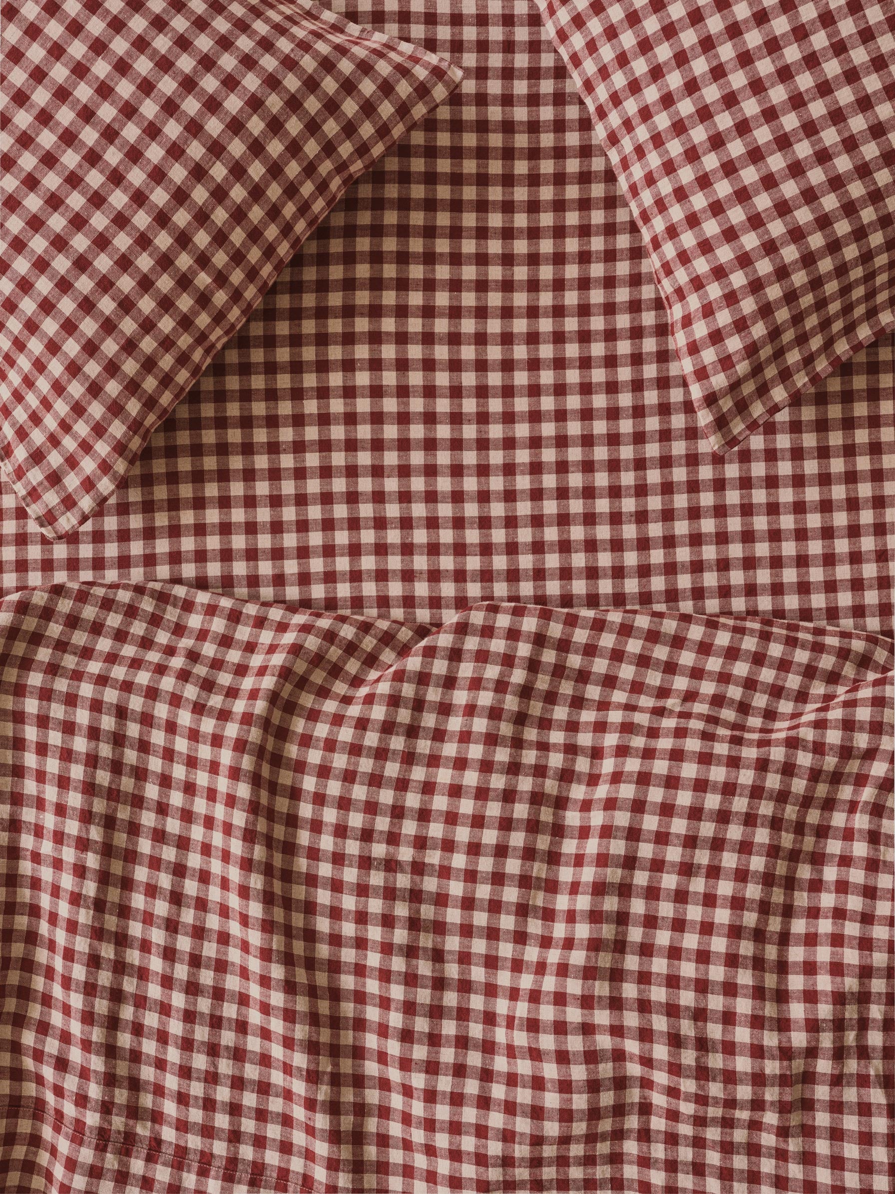 Rhubarb Gingham Linen Blend Fitted Sheet
