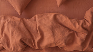 Burnt Orange 100% Linen Duvet Cover - Piglet in Bed US