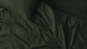 Fern Green Linen Blend Duvet Cover - Piglet in Bed US