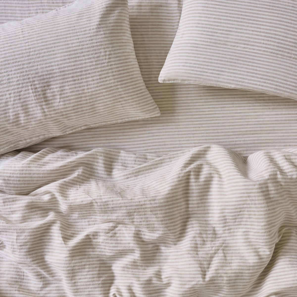 Oatmeal Stripe 100% Linen Duvet Cover