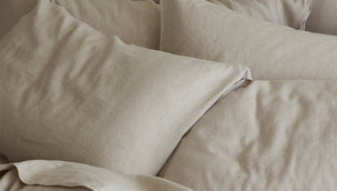 Oatmeal 100% Linen Pillowcases (Pair) - Piglet in Bed US