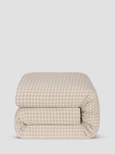 Oatmeal Heritage Gingham 100% Linen Duvet Cover - alternate image