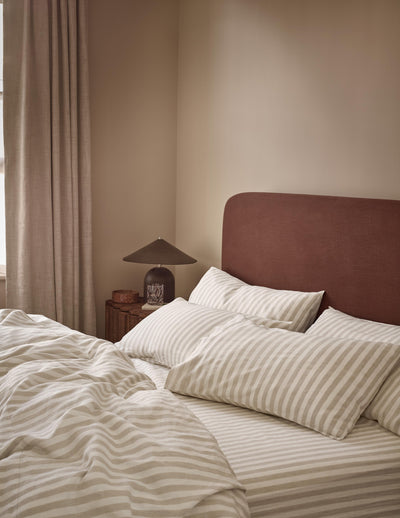 Oatmeal Pembroke Stripe Linen Blend Pillowcases (Pair) - alternate image