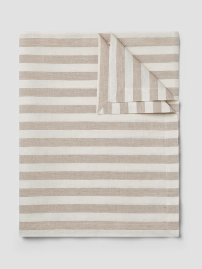 Oatmeal Pembroke Stripe Linen Blend Table Runner - alternate image