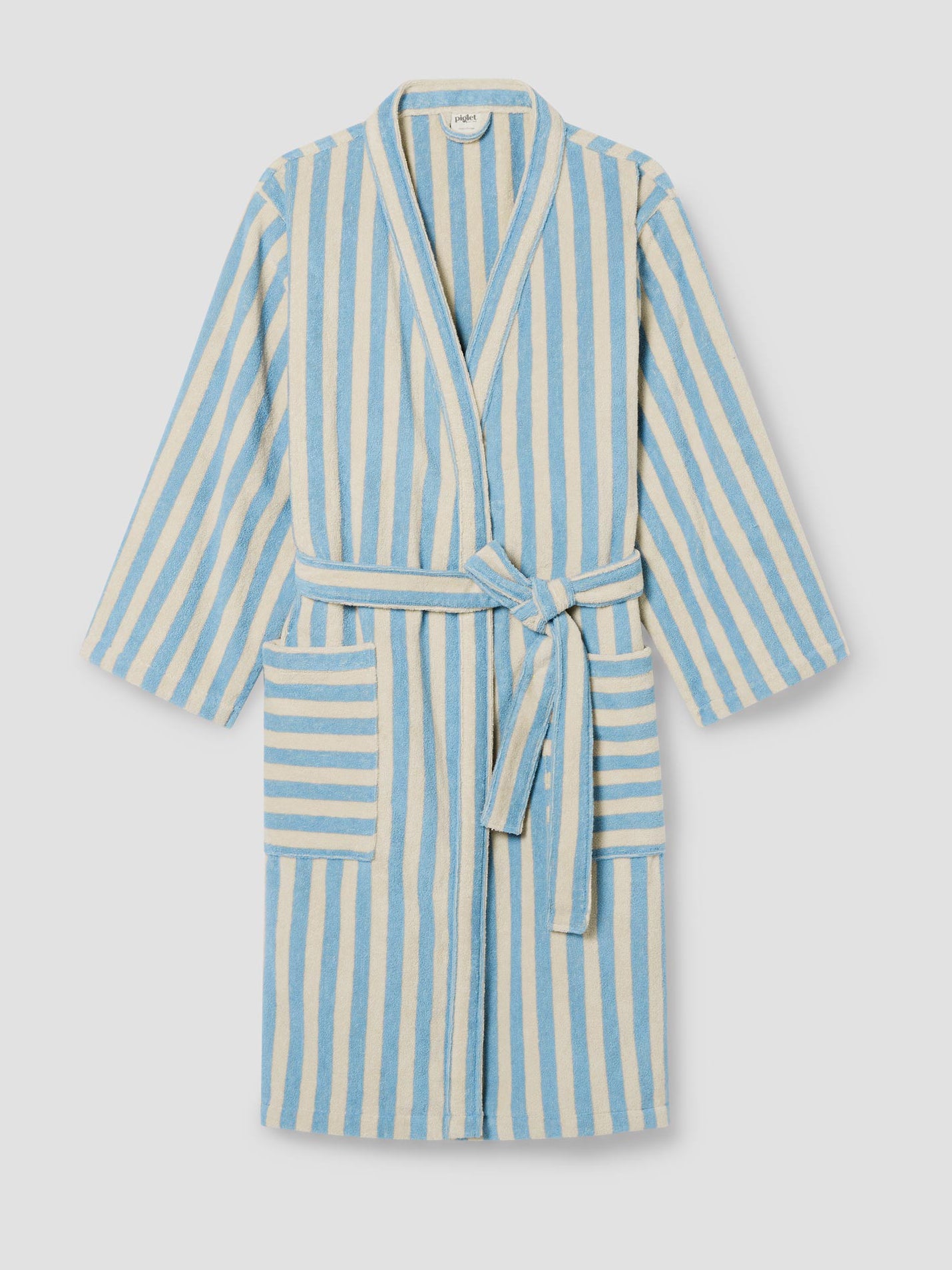 Coastal Blue Pembroke Stripe Cotton Robe Small/Medium