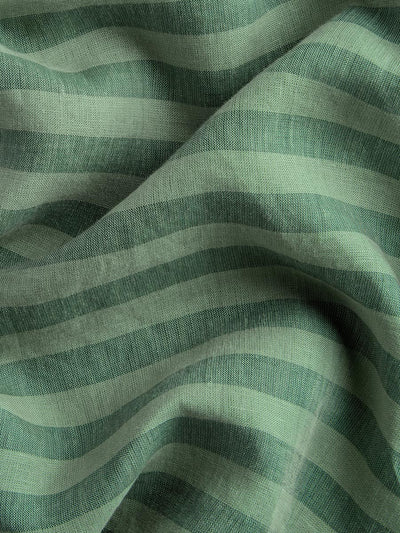 Pine Green Pembroke Stripe Linen Blend Curtains (Pair)