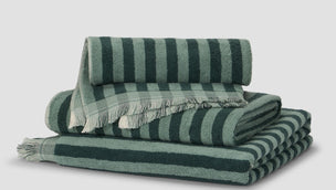Pine Green Pembroke Stripe Cotton Towels - Piglet in Bed US
