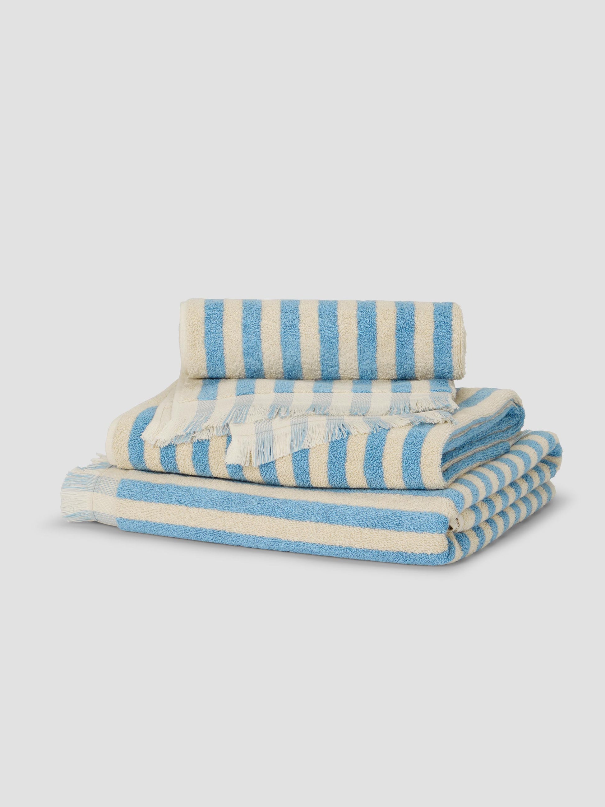 Coastal Blue Pembroke Stripe Towel Small Bundle - Piglet in Bed US
