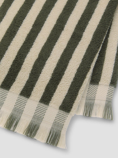 Olive Green Pembroke Stripe Cotton Towels