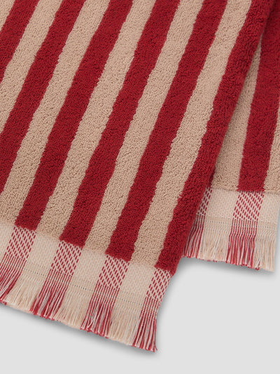 Sandstone Red Pembroke Stripe Cotton Towels