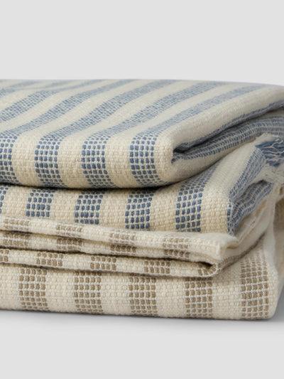 Oatmeal Pembroke Stripe Wool Throw