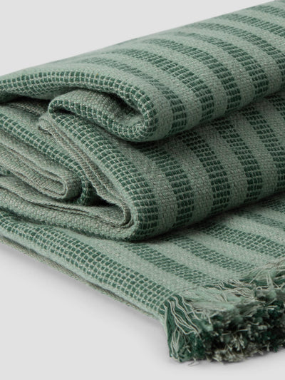 Pine Green Pembroke Stripe Wool Throw