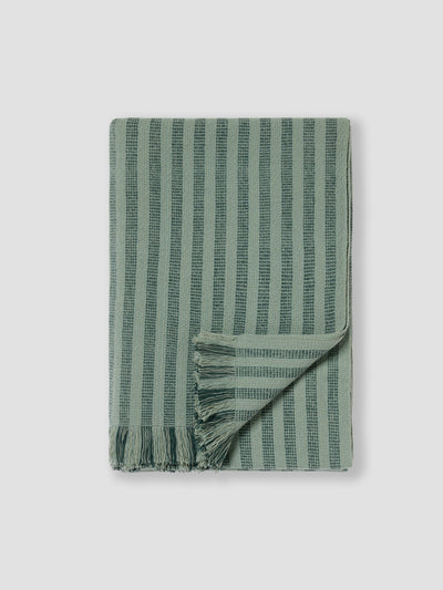 Pine Green Pembroke Stripe Wool Throw