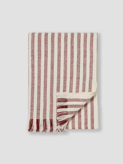 Rust Red Pembroke Stripe Wool Throw
